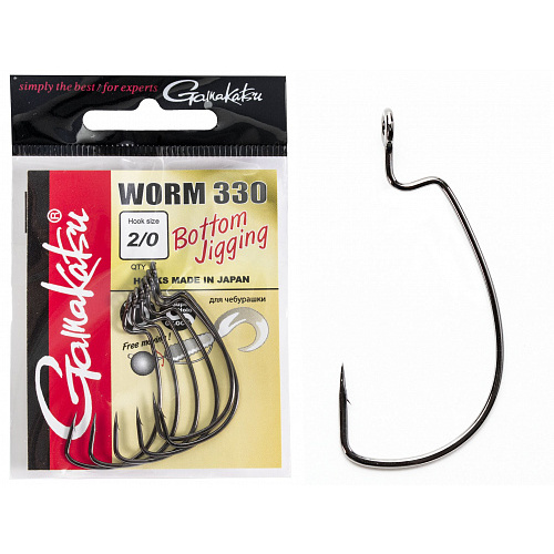 Крючки офсетные Gamakatsu Worm 330 BOTTOM JIGGING HOOKS разм. 2/0 6шт.