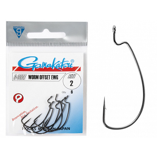 Крючки офсетные Gamakatsu Worm OFFSET EWG HOOKS BLACK разм. 02 6шт.