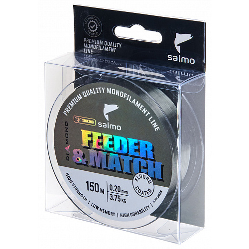 Леска монофильная Salmo Diamond FEEDER & MATCH FLUORO COATED Olive Green 150/020