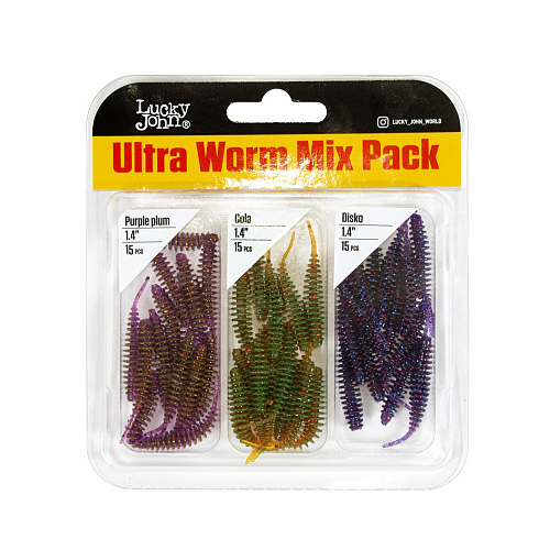 Слаги съедобные искусственные LJ Pro Series ULTRA WORM 1,4in (03.50)/MIX1 45шт.