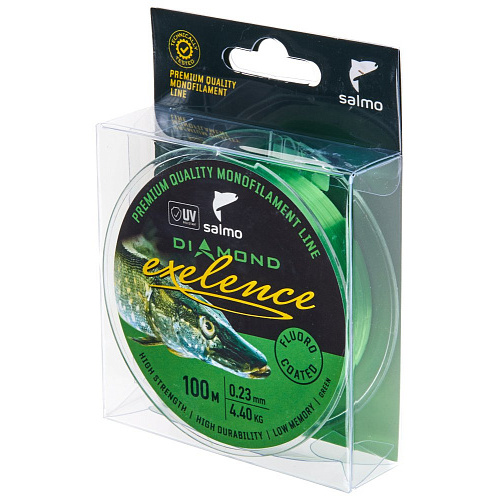 Леска моно. Salmo Diamond EXELENCE FLUORO COATED Green 100/023