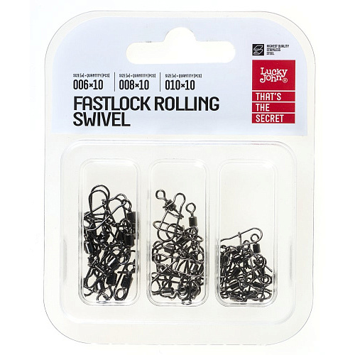 Вертлюги c застеж. LJ Pro Series ROLLING SWIVEL FASTLOCK Набор 30шт.