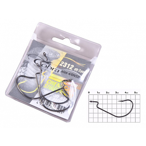 Крючки офсетные Cobra L-WORM сер.2312NSB разм.004/0 3шт.