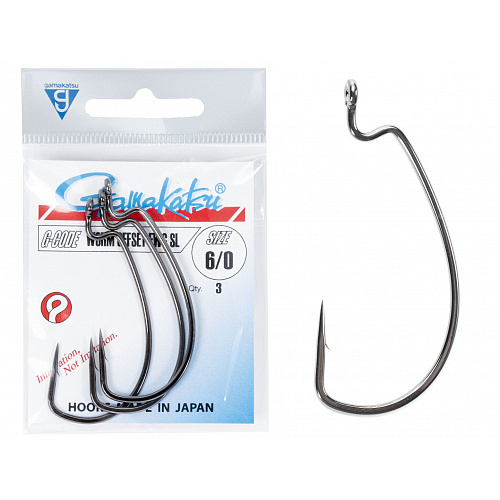Крючки офсетные Gamakatsu Worm OFFSET EWG SL HOOKS BLACK разм. 6/0 3шт.