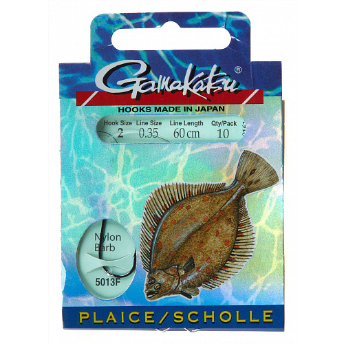 Крючки с поводком Gamakatsu Booklet FLAT FISH 5013F разм. 02-0.35мм 60см 10шт.