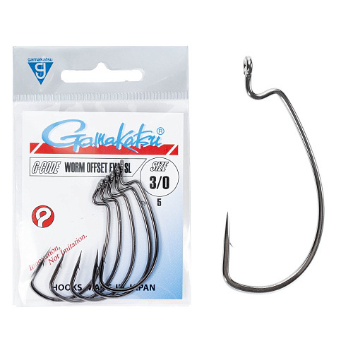 Крючки офсетные Gamakatsu Worm OFFSET EWG SL HOOKS BLACK разм. 3/0 5шт.