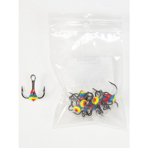 Крючок-тройник для приманок Lucky John с каплей цвет. разм.008/14