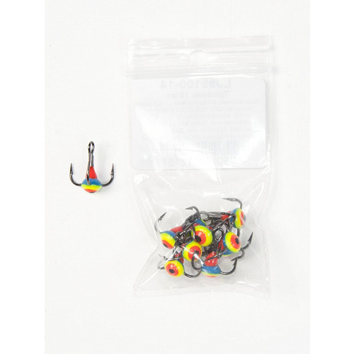 Крючок-тройник для приманок Lucky John с каплей цвет. разм.012/14