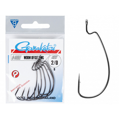 Крючки офсетные Gamakatsu Worm OFFSET EWG HOOKS BLACK разм. 2/0 6шт.