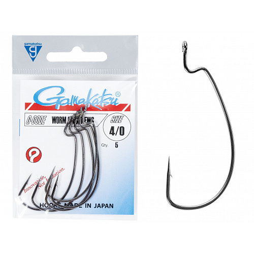 Крючки офсетные Gamakatsu Worm OFFSET EWG HOOKS BLACK разм. 4/0 5шт.