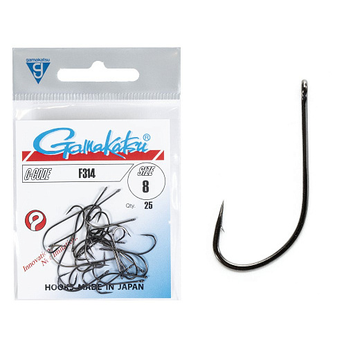 Крючки Gamakatsu F314 HOOKS BLACK разм. 08 25шт.