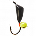 Мормышка вольфрамовая Lucky John ДРЕЙССЕНА с петелькой и бисером кошачий глаз 030/Yellow