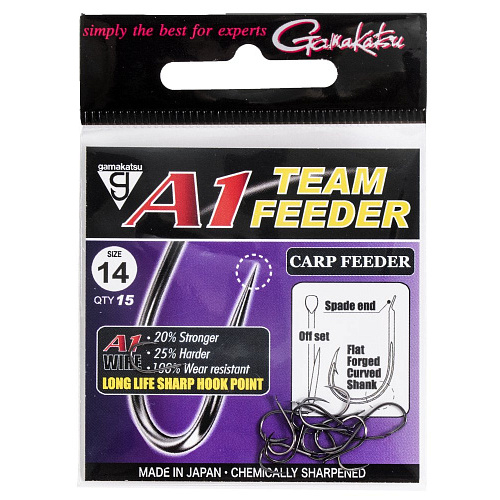 Крючки Gamakatsu A1 Team Feeder HOOKS CARP FEEDER разм. 14 15шт.
