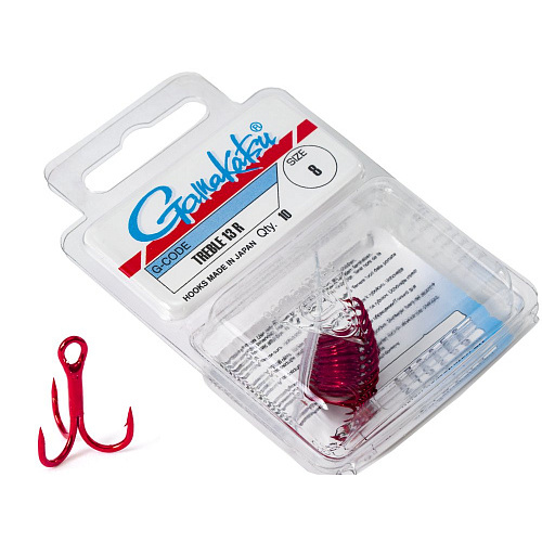 Крючки-тройники Gamakatsu 13R TREBLE HOOKS RED разм. 08 10шт.