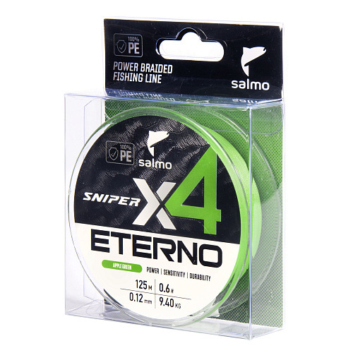 Шнур плетёный Salmo Sniper х4 ETERNO BRAID Apple Green 125/012
