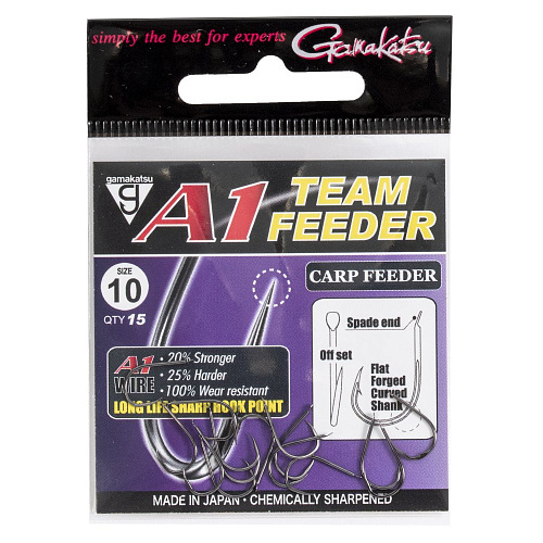 Крючки Gamakatsu A1 Team Feeder HOOKS CARP FEEDER разм. 10 15шт.