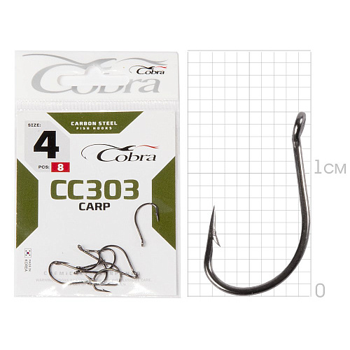 Крючки Cobra CARP HIRASU сер. CC303 разм.004 8шт.