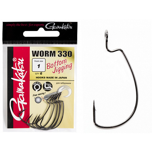 Крючки офсетные Gamakatsu Worm 330 BOTTOM JIGGING HOOKS разм. 01 6шт.