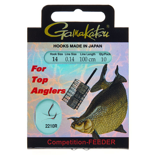 Крючки с поводком Gamakatsu Booklet BR. FEEDER 2210R разм. 14-0.14мм 100см 10шт.