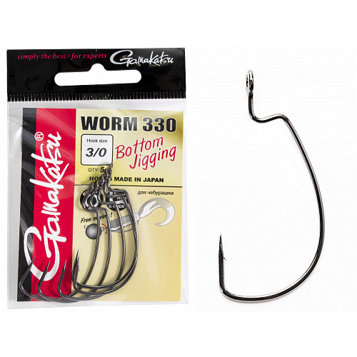 Крючки офсетные Gamakatsu Worm 330 BOTTOM JIGGING HOOKS разм. 3/0 5шт.