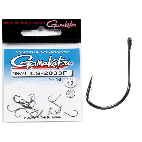 Крючки Gamakatsu LS-2033F NEW LABEL EYED HOOKS BLACK разм. 12 16шт.