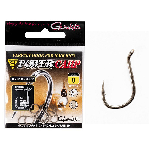 Крючки Gamakatsu PowerCarp HAIR RIGGER EYED HOOK разм. 08 10шт.
