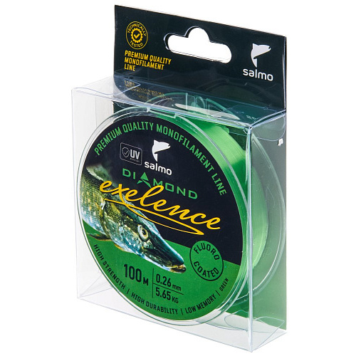 Леска моно. Salmo Diamond EXELENCE FLUORO COATED Green 100/026