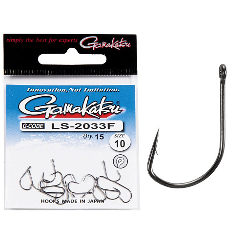 Крючки Gamakatsu LS-2033F NEW LABEL EYED HOOKS BLACK разм. 10 15шт.