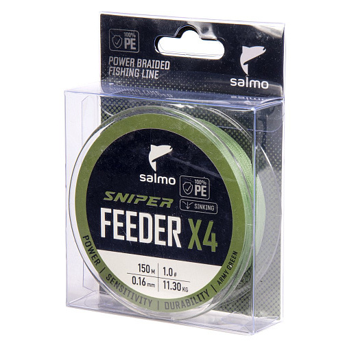 Шнур плетёный Salmo Sniper х4 FEEDER BRAID Army Green 150/016