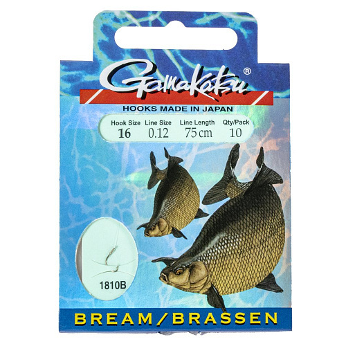 Крючки с поводком Gamakatsu Booklet BR. FEEDER 1810B разм. 16-0.12мм 75см 10шт.