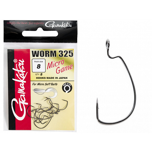 Крючки офсетные Gamakatsu Worm 325 MICRO GAME HOOKS разм. 08 8шт.