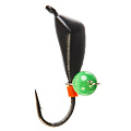 Мормышка вольфрамовая Lucky John ДРЕЙССЕНА с петелькой и бисером кошачий глаз 030/Green