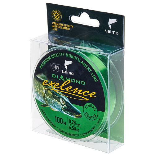 Леска моно. Salmo Diamond EXELENCE FLUORO COATED Green 100/028