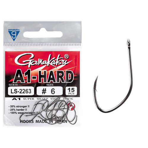 Крючки Gamakatsu A1 LS-2263 EYED HOOKS BLACK разм. 06 15шт.