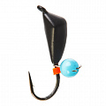 Мормышка вольфрамовая Lucky John ДРЕЙССЕНА с петелькой и бисером кошачий глаз 050/Blue
