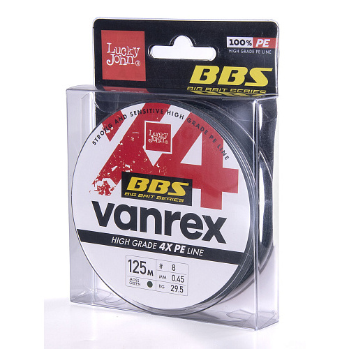 Шнур плетёный Lucky John Vanrex BBS х4 BRAID Moss Green 125/045