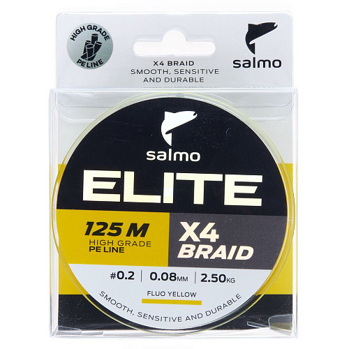 Шнур плетёный Salmo Elite х4 BRAID Fluo Yellow 125/008