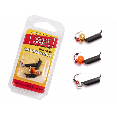 Мормышки вольфрамовые Lucky John с петелькой 3шт набор СТОЛБИК безнасадочный блистер