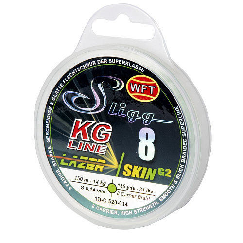Шнур плетёный WFT KG SLIGG LAZER SKIN G2 x8 Chartreuse150/014