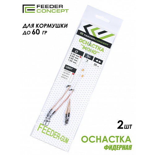 Оснастка фидерная FC FEEDER-GUM прозрачная нить 40см 60г 2шт.