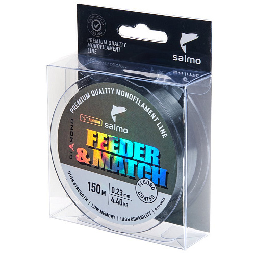 Леска моно. Salmo Diamond FEEDER & MATCH FLUORO COATED Olive Green 150/023