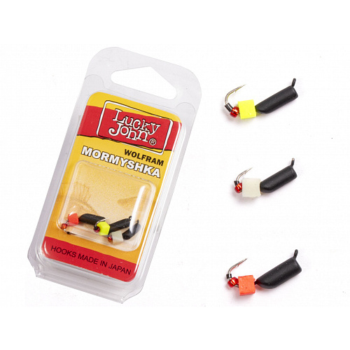 Мормышки вольфрамовые Lucky John с петелькой 3шт набор СТОЛБИК безнасадочный блистер