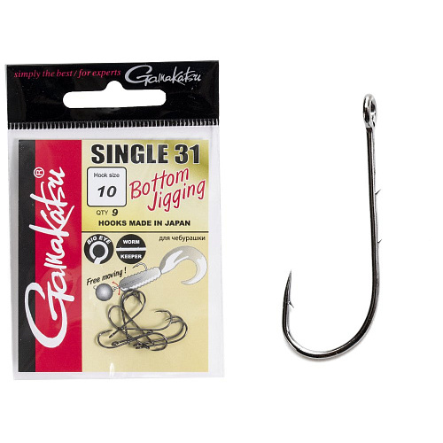 Крючки Gamakatsu SINGLE 31 HOOKS BLACK разм. 10 9шт.
