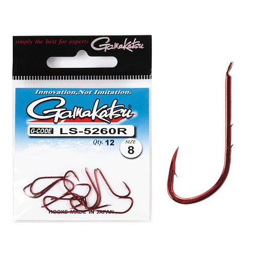 Крючки Gamakatsu LS-5260R NEW LABEL HOOKS RED разм. 08 12шт.
