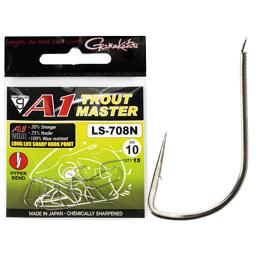 Крючки Gamakatsu TM A1 LS-708N HOOKS NICKEL разм. 10 15шт.