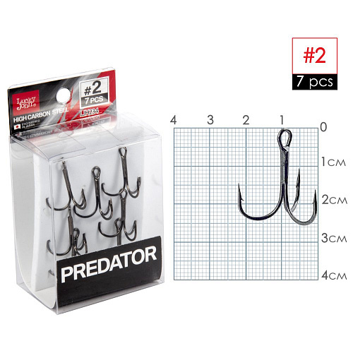 Крючки-тройники Lucky John PREDATOR сер. LJH234 разм.002 7 шт.