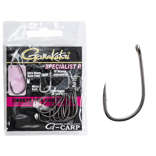 Крючки Gamakatsu G-Carp SPECIALIST R HOOKS GREY разм. 02 10шт.