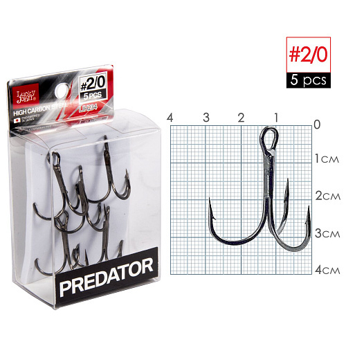 Крючки-тройники Lucky John PREDATOR сер. LJH234 разм.K02 5 шт.