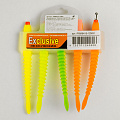 Приманки поролоновые 3D Ex WORM FLUO 12см Fluo под офсетный крючок размер 1/0, 2/0, 3/0 MIX 5шт набор