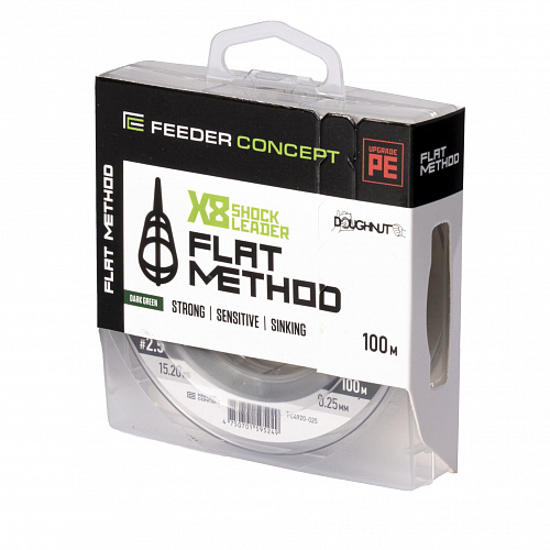 Шок-лидер плетёный Feeder Concept Flat Method х8 SHOCK LEADER Dark Green 100/025